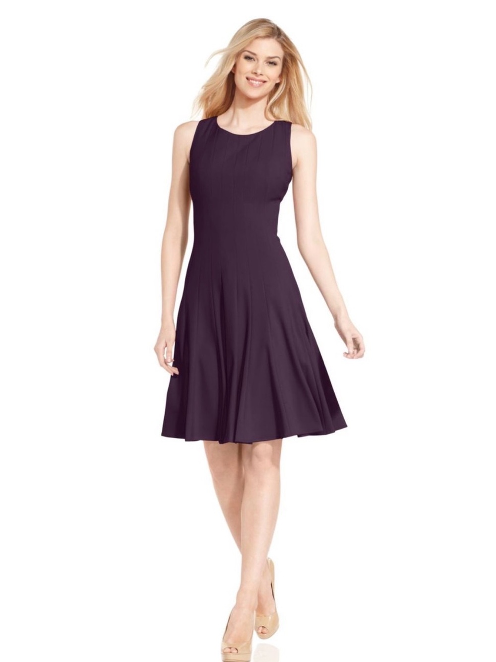 Calvin Klein Sleeveless A-Line Dress in Plum Sz 8